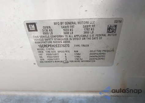 2014 Chevrolet Silverado 1500 Work Truck 1Wt z USA, uszkodzony, nr VIN 1GCRCPEH2EZ276270